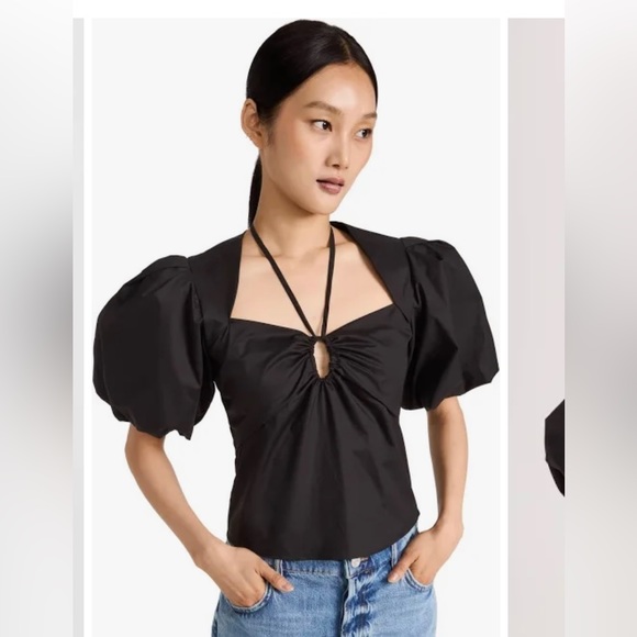 Frame Tie Neck Top Black size small - Picture 5 of 12